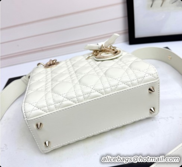 Top Design Dior Small Lady Dior My ABCDior Bag in Cannage Lambskin with Bow White 2026 D6604
