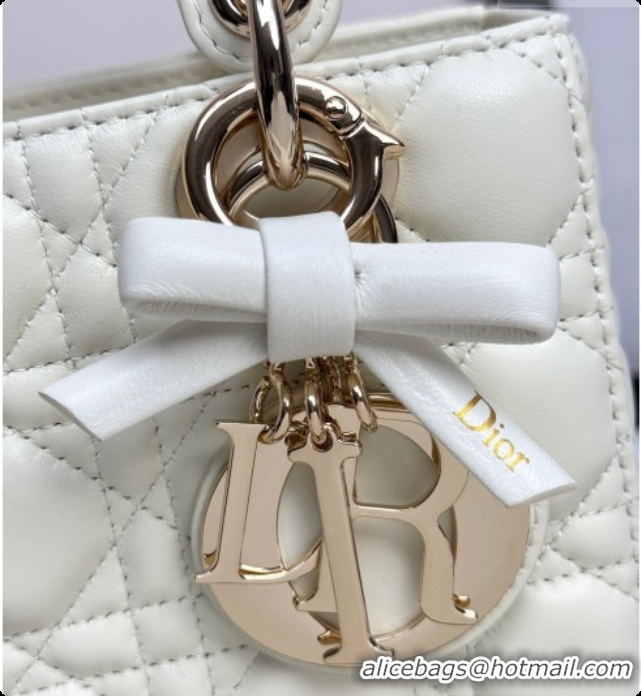 Top Design Dior Small Lady Dior My ABCDior Bag in Cannage Lambskin with Bow White 2026 D6604