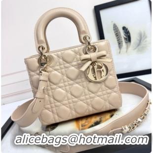 Best Price Dior Small Lady Dior My ABCDior Bag in Cannage Lambskin with Bow Beige Apricot 2026 D6604