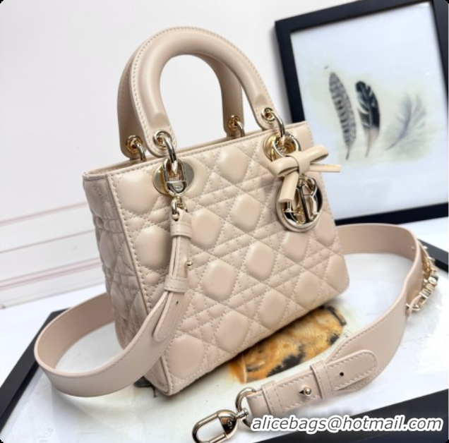 Best Price Dior Small Lady Dior My ABCDior Bag in Cannage Lambskin with Bow Beige Apricot 2026 D6604
