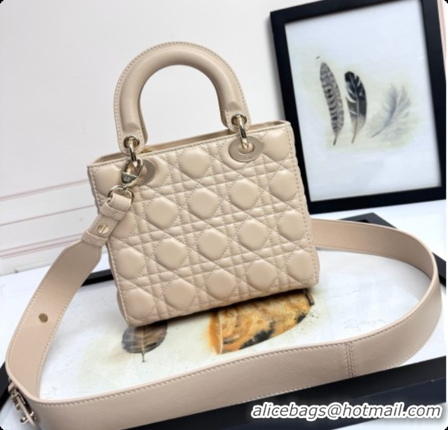 Best Price Dior Small Lady Dior My ABCDior Bag in Cannage Lambskin with Bow Beige Apricot 2026 D6604