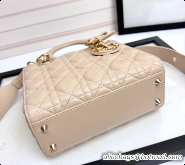 Best Price Dior Small Lady Dior My ABCDior Bag in Cannage Lambskin with Bow Beige Apricot 2026 D6604