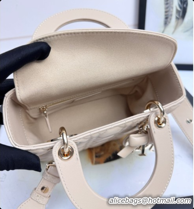Best Price Dior Small Lady Dior My ABCDior Bag in Cannage Lambskin with Bow Beige Apricot 2026 D6604