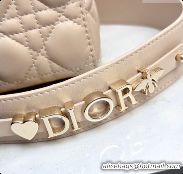 Best Price Dior Small Lady Dior My ABCDior Bag in Cannage Lambskin with Bow Beige Apricot 2026 D6604