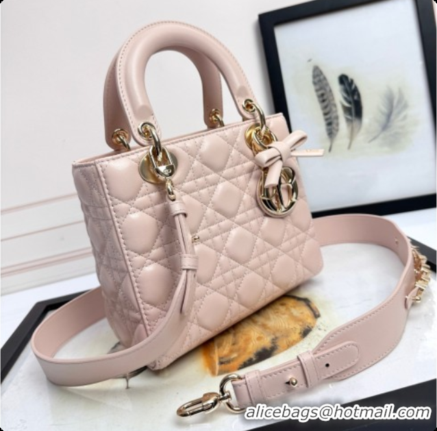 Charming Dior Small Lady Dior My ABCDior Bag in Cannage Lambskin with Bow Blush Pink 2026 D6604