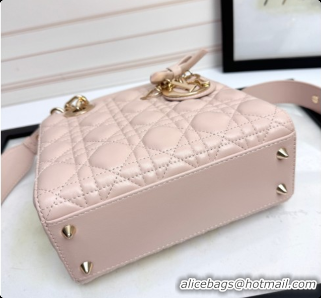 Charming Dior Small Lady Dior My ABCDior Bag in Cannage Lambskin with Bow Blush Pink 2026 D6604
