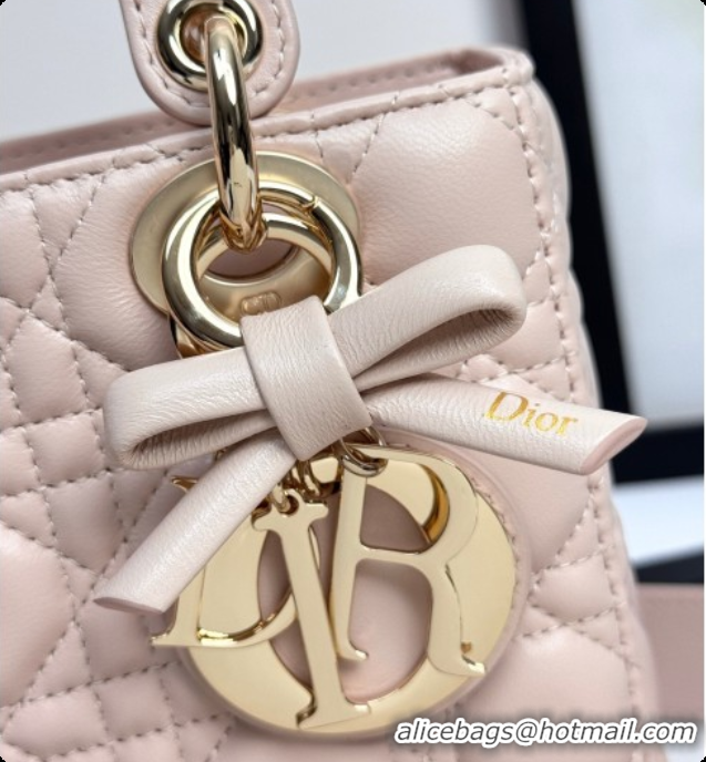 Charming Dior Small Lady Dior My ABCDior Bag in Cannage Lambskin with Bow Blush Pink 2026 D6604