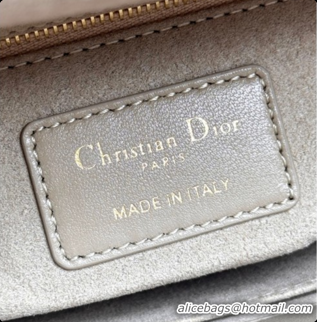 Shop Duplicate Dior Small Lady Dior My ABCDior Bag in Cannage Lambskin with Bow Apricot Grey 2026 D6604