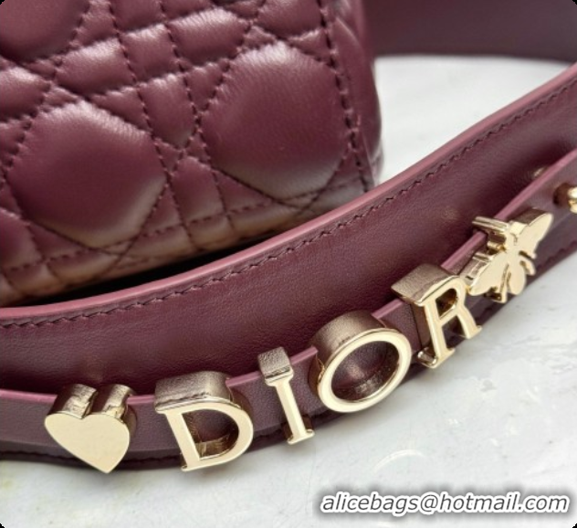 Cheap Price Dior Small Lady Dior My ABCDior Bag in Cannage Lambskin with Bow Burgundy 2026 D6604