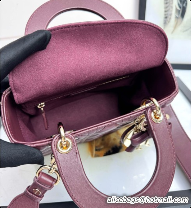 Cheap Price Dior Small Lady Dior My ABCDior Bag in Cannage Lambskin with Bow Burgundy 2026 D6604
