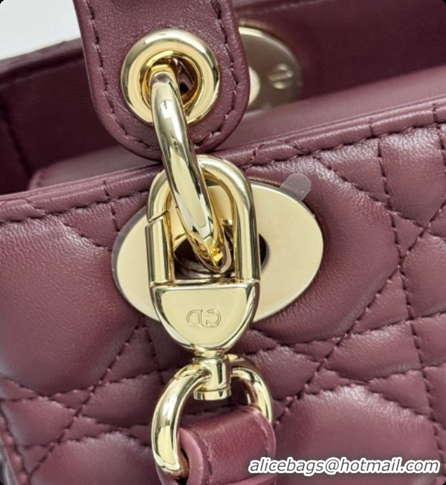 Cheap Price Dior Small Lady Dior My ABCDior Bag in Cannage Lambskin with Bow Burgundy 2026 D6604