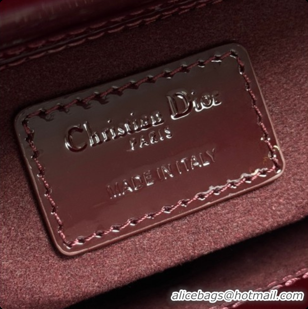 Pretty Style Dior Small Lady Dior My ABCDior Bag in Patent Cannage Leather with Bow Burgundy 2026 D6604