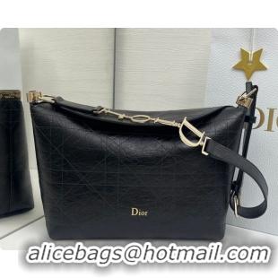 Low Cost Dior Small Diorly Bag in Cannage Crinkled Calfskin Leather Black 2026 0408101
