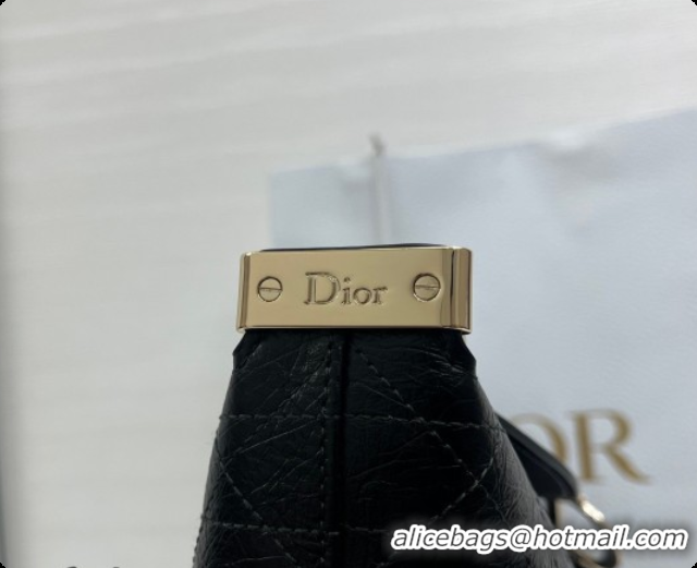 Low Cost Dior Small Diorly Bag in Cannage Crinkled Calfskin Leather Black 2026 0408101