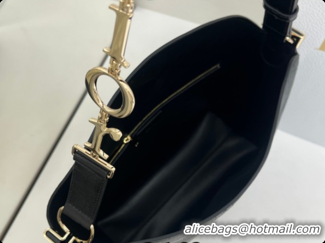 Low Cost Dior Small Diorly Bag in Cannage Crinkled Calfskin Leather Black 2026 0408101
