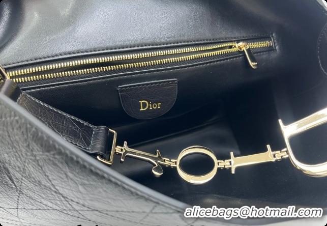 Low Cost Dior Small Diorly Bag in Cannage Crinkled Calfskin Leather Black 2026 0408101