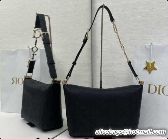 Luxury Cheap Dior Small Diorly Bag in Cannage Flat Calfskin Leather Black 2026 0408102