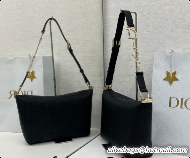 Luxury Cheap Dior Small Diorly Bag in Cannage Flat Calfskin Leather Black 2026 0408102