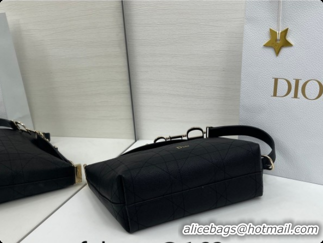 Luxury Cheap Dior Small Diorly Bag in Cannage Flat Calfskin Leather Black 2026 0408102