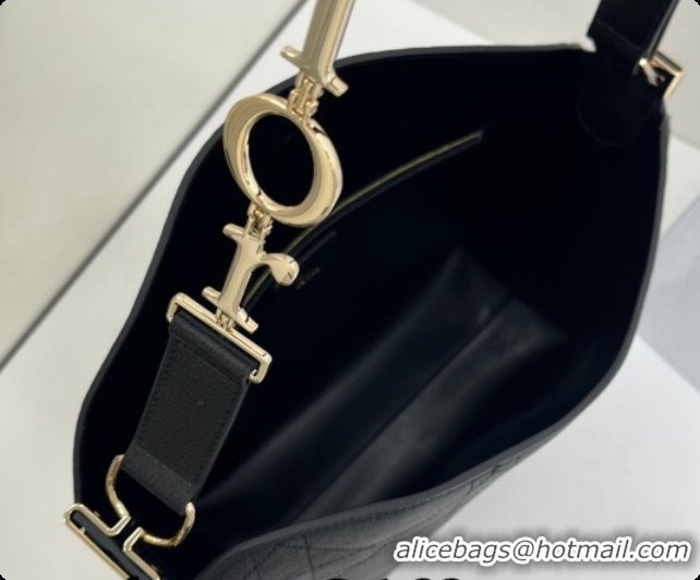Luxury Cheap Dior Small Diorly Bag in Cannage Flat Calfskin Leather Black 2026 0408102