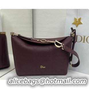Purchase Dior Small Diorly Bag in Cannage Flat Calfskin Leather Burgundy 2026 0408104