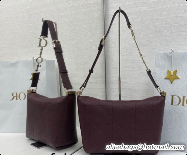 Purchase Dior Small Diorly Bag in Cannage Flat Calfskin Leather Burgundy 2026 0408104