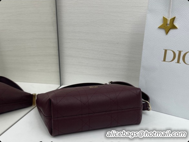 Purchase Dior Small Diorly Bag in Cannage Flat Calfskin Leather Burgundy 2026 0408104
