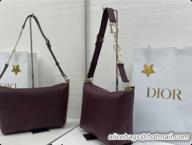 Purchase Dior Small Diorly Bag in Cannage Flat Calfskin Leather Burgundy 2026 0408104