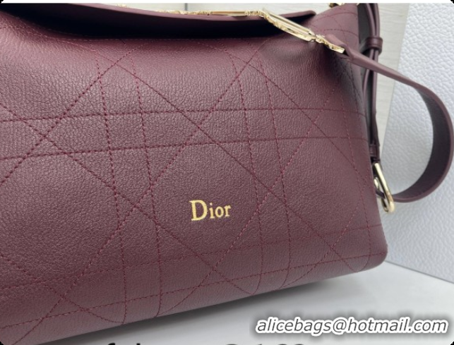 Purchase Dior Small Diorly Bag in Cannage Flat Calfskin Leather Burgundy 2026 0408104