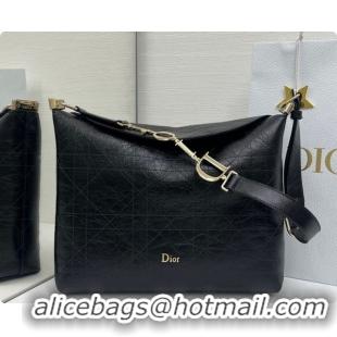 Sophisticated Dior Medium Diorly Bag in Cannage Crinkled Calfskin Leather Black 2026 0408105