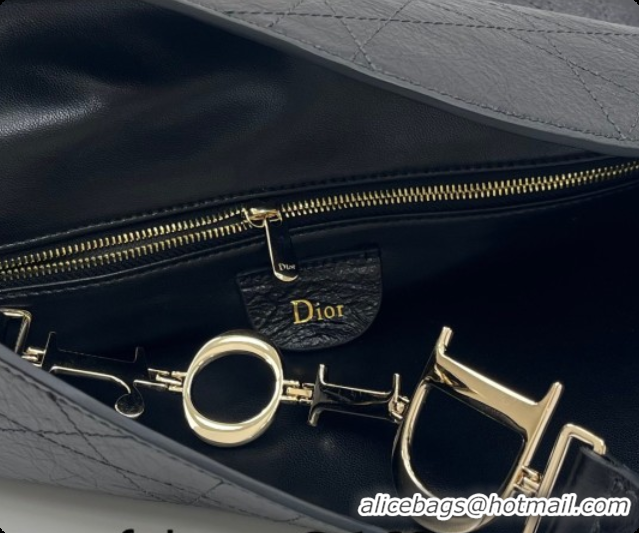 Sophisticated Dior Medium Diorly Bag in Cannage Crinkled Calfskin Leather Black 2026 0408105