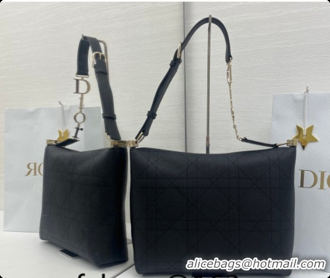 Buy Luxury Dior Medium Diorly Bag in Cannage Flat Calfskin Leather Black 2026 0408106