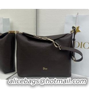 Shop Cheap Dior Medium Diorly Bag in Cannage Flat Calfskin Leather Brown 2026 0408107