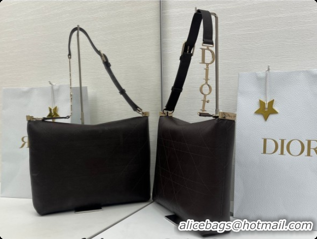 Shop Cheap Dior Medium Diorly Bag in Cannage Flat Calfskin Leather Brown 2026 0408107