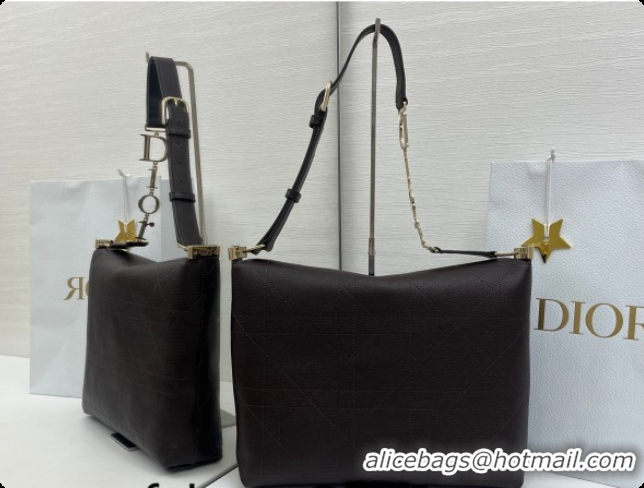 Shop Cheap Dior Medium Diorly Bag in Cannage Flat Calfskin Leather Brown 2026 0408107