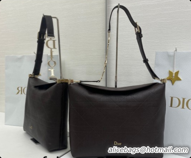 Shop Cheap Dior Medium Diorly Bag in Cannage Flat Calfskin Leather Brown 2026 0408107
