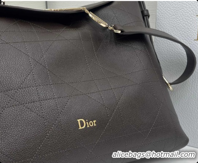 Shop Cheap Dior Medium Diorly Bag in Cannage Flat Calfskin Leather Brown 2026 0408107
