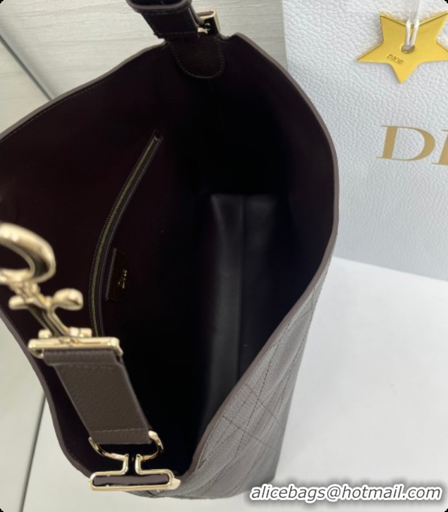 Shop Cheap Dior Medium Diorly Bag in Cannage Flat Calfskin Leather Brown 2026 0408107