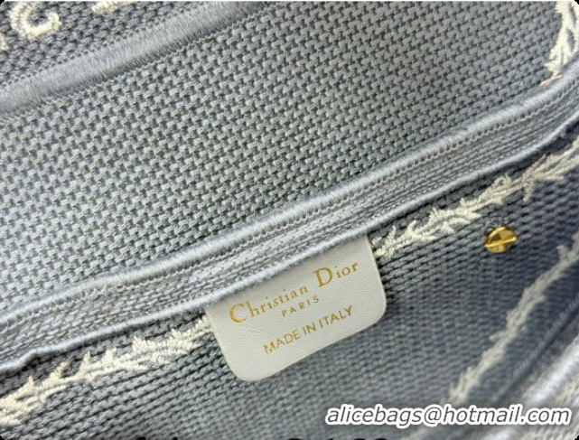 Luxury Dior Medium Saddle Bag with Strap in Blue and White Book Cover Embroidery 2026 D9930