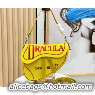 Perfect Dior Medium Saddle Bag with Strap in Yellow and Red Book Cover Embroidery 2026 D9930