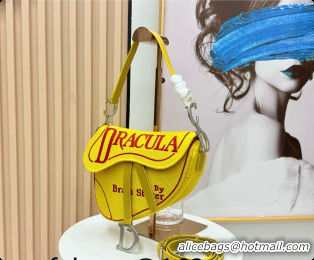 Perfect Dior Medium Saddle Bag with Strap in Yellow and Red Book Cover Embroidery 2026 D9930