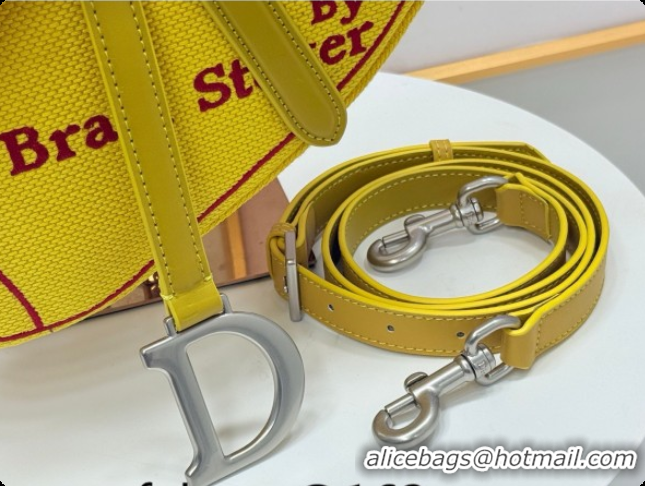 Perfect Dior Medium Saddle Bag with Strap in Yellow and Red Book Cover Embroidery 2026 D9930
