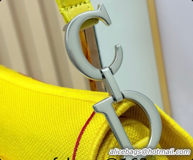 Perfect Dior Medium Saddle Bag with Strap in Yellow and Red Book Cover Embroidery 2026 D9930