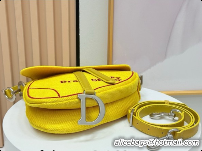 Perfect Dior Medium Saddle Bag with Strap in Yellow and Red Book Cover Embroidery 2026 D9930