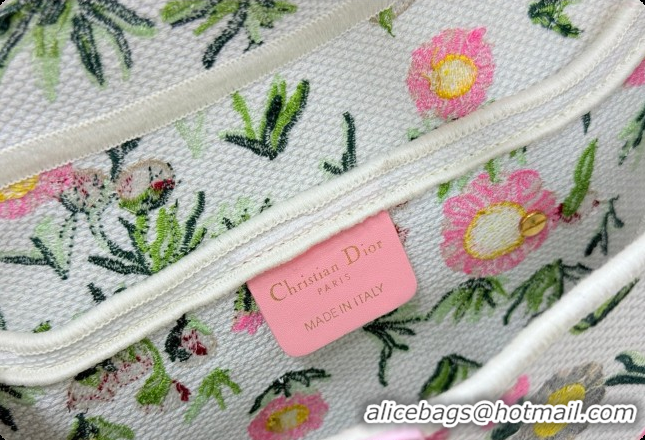 Best Quality Dior Medium Saddle Bag with Strap in Multicolor White Daisy Garden Embroider 2026 D9930