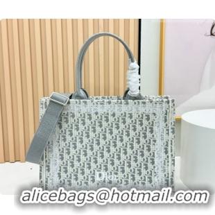 Best Price Dior Men's Medium Book Tote Bag in Latte White and Grey Dior Oblique Embroidery and White Lace 2026 8834