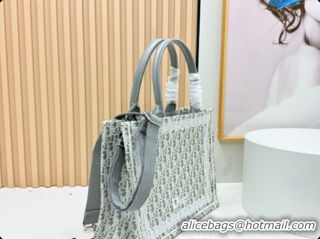 Best Price Dior Men's Medium Book Tote Bag in Latte White and Grey Dior Oblique Embroidery and White Lace 2026 8834