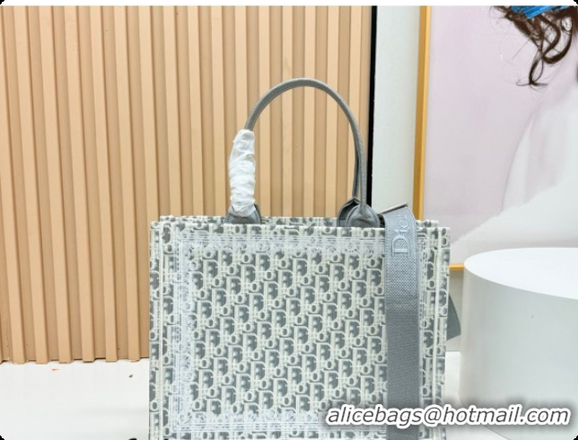 Best Price Dior Men's Medium Book Tote Bag in Latte White and Grey Dior Oblique Embroidery and White Lace 2026 8834