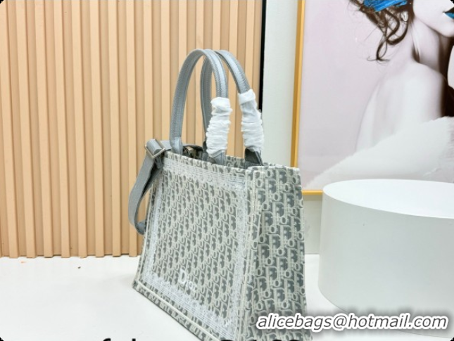 Best Price Dior Men's Medium Book Tote Bag in Latte White and Grey Dior Oblique Embroidery and White Lace 2026 8834