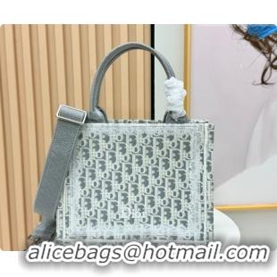Big Discount Dior Men's Small Book Tote Bag in Latte White and Grey Dior Oblique Embroidery and White Lace 2026 8833